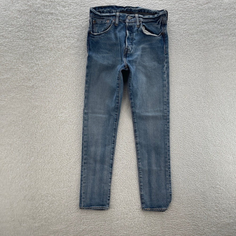 Levis 501 CT Jeans Mens 28x30 Blue Custom Tapered Medium Wash Faded Denim Grunge